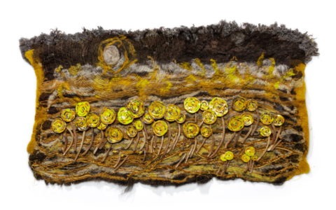 Wandobject_02 'Allemaal gele bloemen'